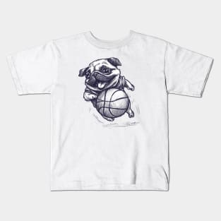 Pug Plying Basketball Kids T-Shirt